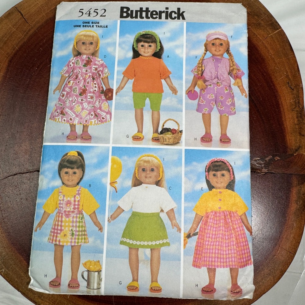 Butterick 5452 18 Inch Doll Clothes Sewing Pattern Contemporary Wardrobe CUT